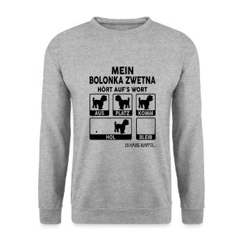 Bolonka Zwetna - Unisex Pullover - Weißgrau meliert - Vorne - Alina (178cm) & Michal (187cm)
