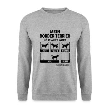 Border Terrier - Unisex Pullover - Weißgrau meliert - Vorne - Alina (178cm) & Michal (187cm)