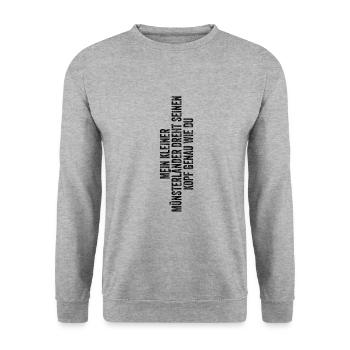Kleiner Münsterländer - Unisex Pullover - Weißgrau meliert - Vorne - Alina (178cm) & Michal (187cm)