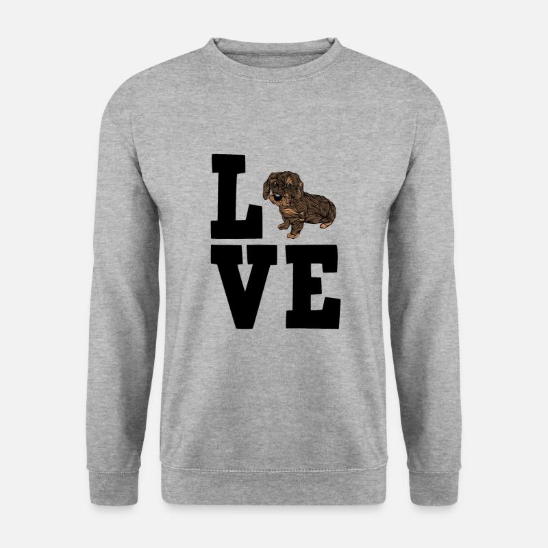 Rauhaardackel - Unisex Pullover - Weißgrau meliert