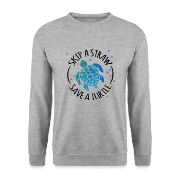 Save A Turtle sea turtle against plastic sea - Unisex Sweatshirt - salt & pepper - Front - Alina (178cm) & Michal (187cm)