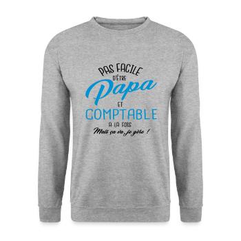 Papa et comptable - Sweat-shirt Unisexe - gris chiné - Devant - Alina (178cm) & Michal (187cm)