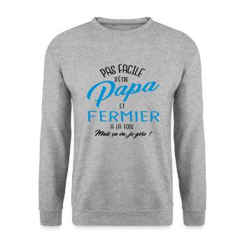 Papa et fermier - Sweat-shirt Unisexe - gris chiné - Devant - Alina (178cm) & Michal (187cm)