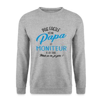 Papa et moniteur - Sweat-shirt Unisexe - gris chiné - Devant - Alina (178cm) & Michal (187cm)
