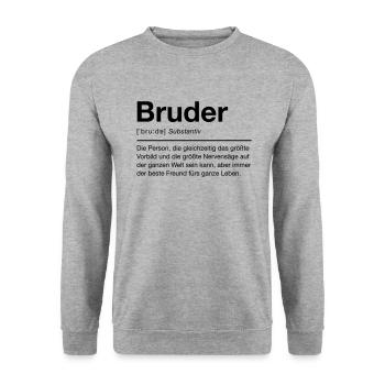Bruder - Unisex Pullover - Weißgrau meliert - Vorne - Alina (178cm) & Michal (187cm)