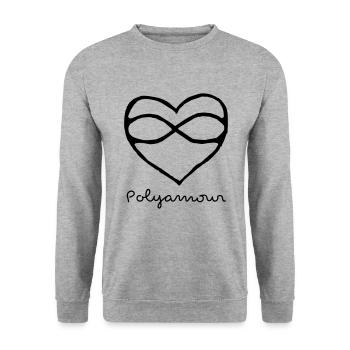 polyamour polyamory heart love lgbt - Unisex Sweatshirt - salt & pepper - Front - Alina (178cm) & Michal (187cm)