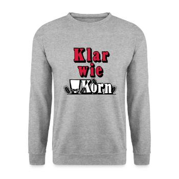 Korn , Party , Weizenkorn ,Klar wie Korn (25) - Unisex Pullover - Weißgrau meliert - Vorne - Alina (178cm) & Michal (187cm)