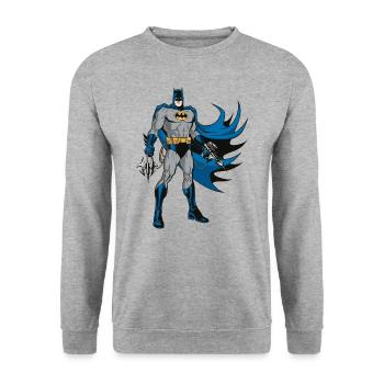 Batman Pose with Gear - Unisex Sweatshirt - salt & pepper - Front - Alina (178cm) & Michal (187cm)