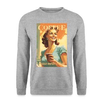 Kaffee, weil Mord illegal ist - Unisex Pullover - Weißgrau meliert - Vorne - Alina (178cm) & Michal (187cm)