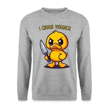 Ich entscheide mich für Gewalt - Unisex Pullover - Weißgrau meliert - Vorne - Alina (178cm) & Michal (187cm)