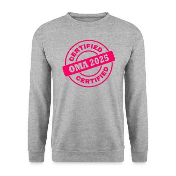 Oma 2025 - Unisex Pullover - Weißgrau meliert - Vorne - Alina (178cm) & Michal (187cm)
