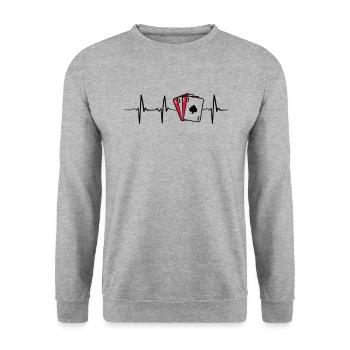 Poker Heartbeat - Unisex Sweatshirt - salt & pepper - Front - Alina (178cm) & Michal (187cm)