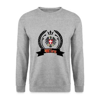 Wien Wappen - Unisex Pullover - Weißgrau meliert - Vorne - Alina (178cm) & Michal (187cm)