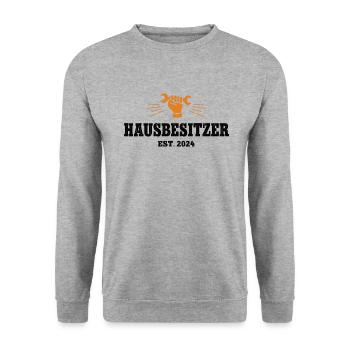 Hausbesitzer 2024 Haus Bauen Bauherren Richtfest - Unisex Pullover - Weißgrau meliert - Vorne - Alina (178cm) & Michal (187cm)
