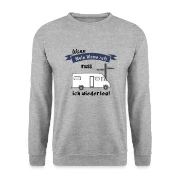 wenn mein womo ruft muss ich wieder los - Unisex Pullover - Weißgrau meliert - Vorne - Alina (178cm) & Michal (187cm)