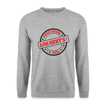 Praktikum 2024 Los Geht's Praktikanten Praktikant - Unisex Pullover - Weißgrau meliert - Vorne - Alina (178cm) & Michal (187cm)