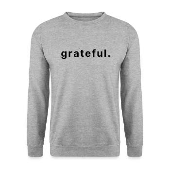 grateful. - Unisex Pullover - Weißgrau meliert - Vorne - Alina (178cm) & Michal (187cm)