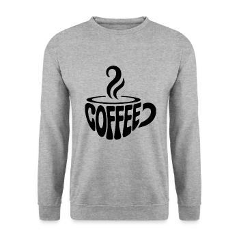 Kaffee - Cooles Café Logo - Unisex Pullover - Weißgrau meliert - Vorne - Alina (178cm) & Michal (187cm)