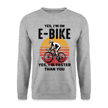 E-Bike Elektrofahrrad Fahrrad Radfahren Biker Mtb - Unisex Pullover - Weißgrau meliert - Vorne - Alina (178cm) & Michal (187cm)
