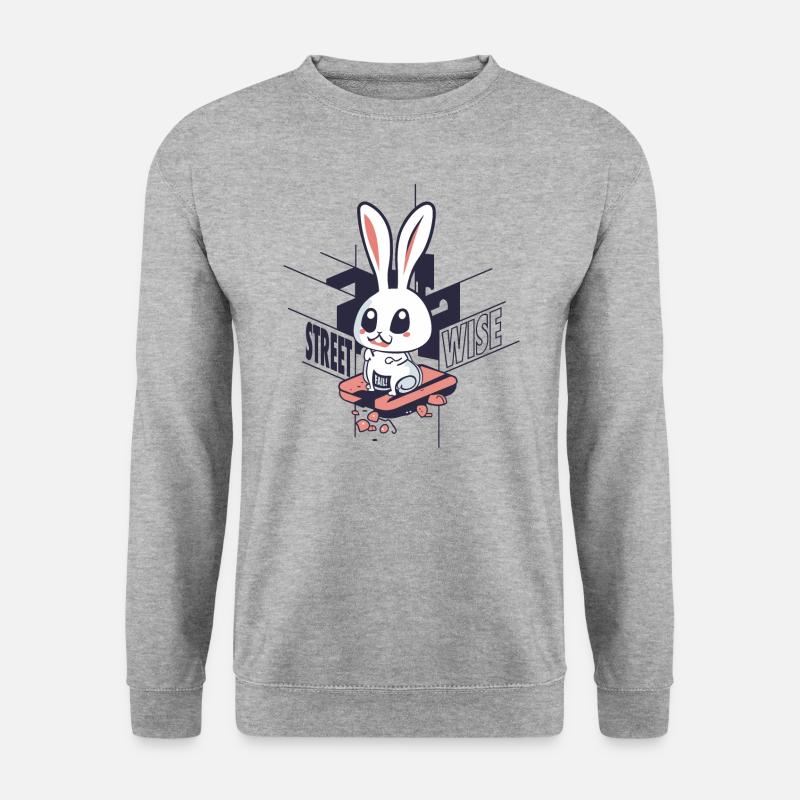 Streetwise Bunny - Unisex Pullover - Weißgrau meliert