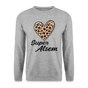 Super atsem - Unisex Pullover - Weißgrau meliert - Vorne - Alina (178cm) & Michal (187cm)
