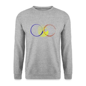 Kreise-Logo - Unisex Pullover - Weißgrau meliert - Vorne - Alina (178cm) & Michal (187cm)