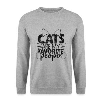 cats are my favorite people - Cat sayings - Unisex Sweatshirt - salt & pepper - Front - Alina (178cm) & Michal (187cm)
