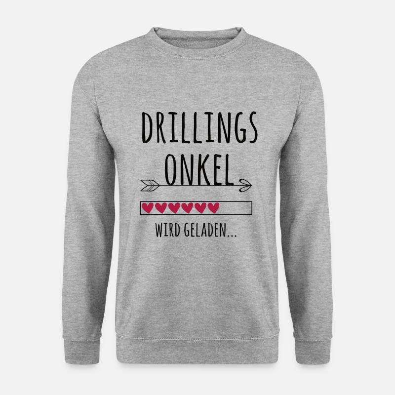 werdender Drillingsonkel Schwangerschaft Drillinge - Unisex Pullover - Weißgrau meliert