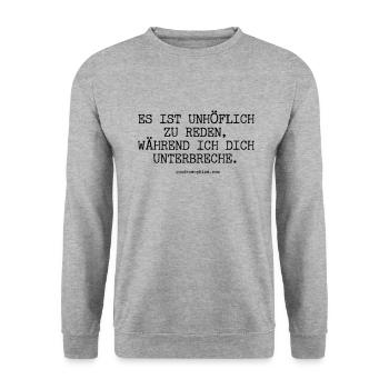 unhöflich zu reden - Unisex Pullover - Weißgrau meliert - Vorne - Alina (178cm) & Michal (187cm)