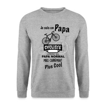 Papa cycliste Papa cool - Sweat-shirt Unisexe - gris chiné - Devant - Alina (178cm) & Michal (187cm)