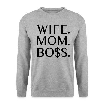 Femme Maman Boss - Sweat-shirt Unisexe - gris chiné - Devant - Alina (178cm) & Michal (187cm)