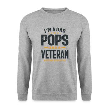 Papa Pops und Veteran, nichts macht mir Angst! - Unisex Pullover - Weißgrau meliert - Vorne - Alina (178cm) & Michal (187cm)