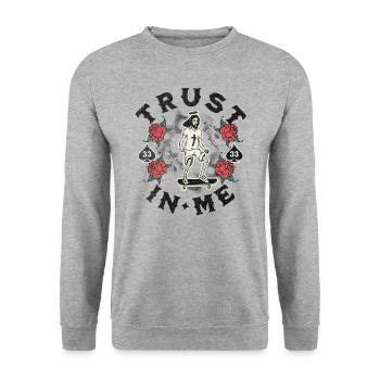 TRUST IN ME - Sweat-shirt Unisexe - gris chiné - Devant - Alina (178cm) & Michal (187cm)