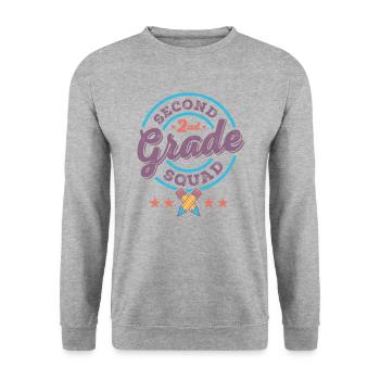 Second 2nd Grade Squad Team Back To School Teacher - Unisex Sweatshirt - salt & pepper - Front - Alina (178cm) & Michal (187cm)