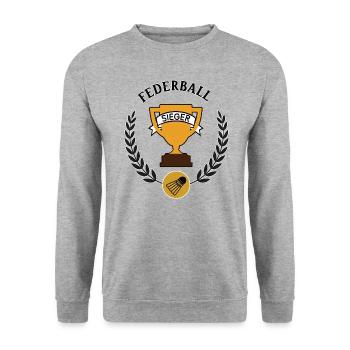 Federball Sieger Badminton Sieg Spiel Spieler 1. - Unisex Pullover - Weißgrau meliert - Vorne - Alina (178cm) & Michal (187cm)