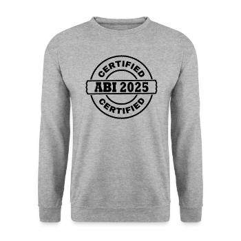 Abi 2025 - Unisex Pullover - Weißgrau meliert - Vorne - Alina (178cm) & Michal (187cm)