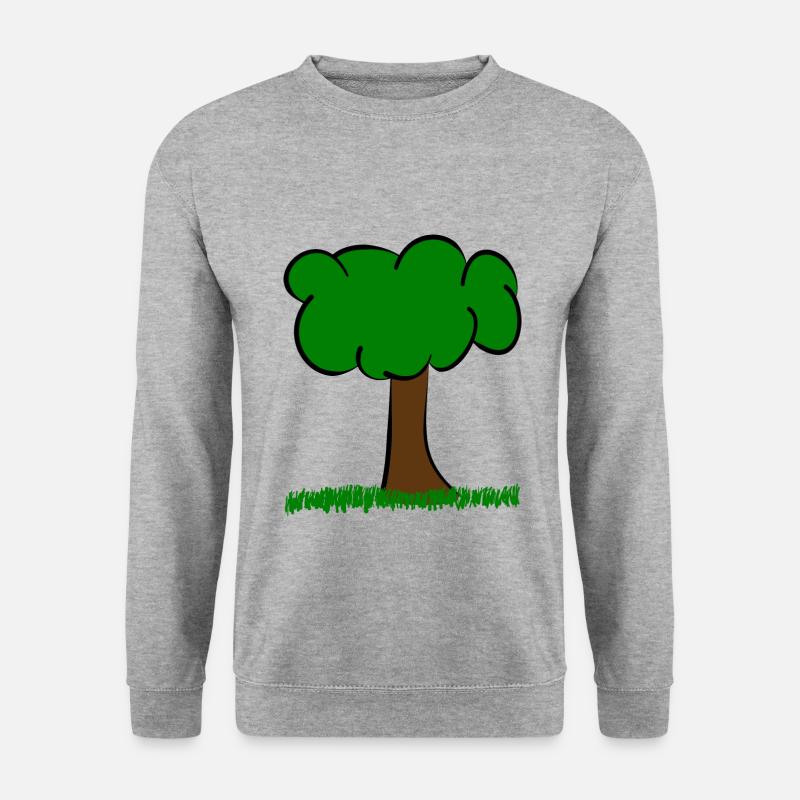 Baum auf Wiese - Unisex Pullover - Weißgrau meliert