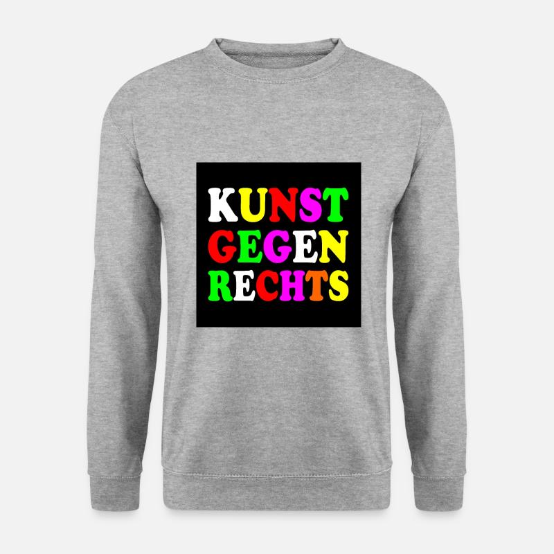 Kunst gegen rechts - Unisex Pullover - Weißgrau meliert