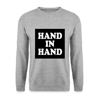 Hand in hand - Unisex Pullover - Weißgrau meliert - Vorne - Alina (178cm) & Michal (187cm)