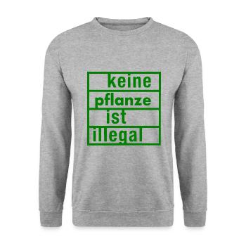 keine pflanze ist illegal - Unisex Pullover - Weißgrau meliert - Vorne - Alina (178cm) & Michal (187cm)