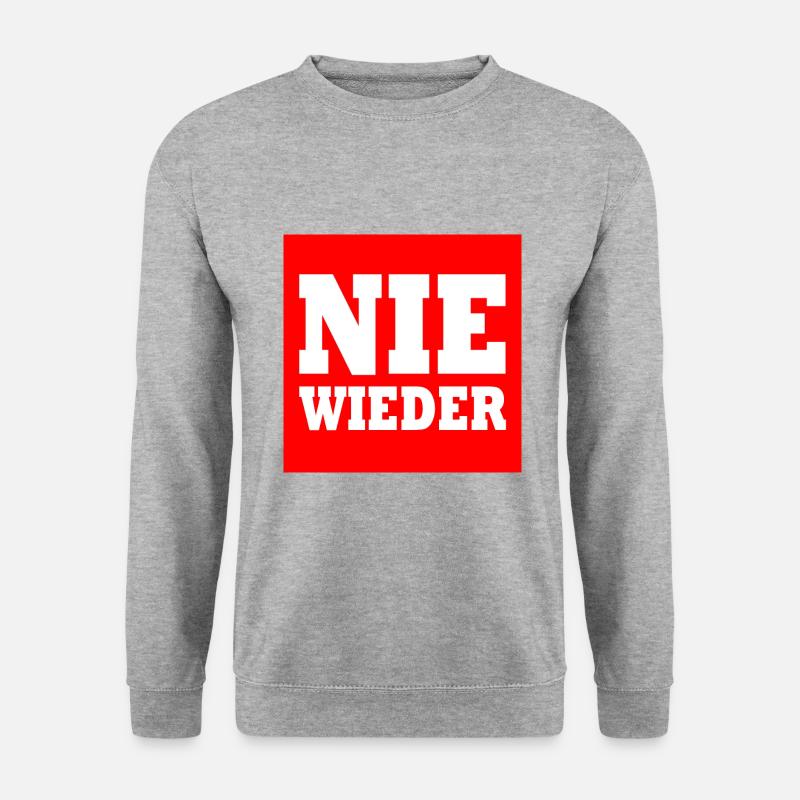 Nie wieder - Unisex Pullover - Weißgrau meliert
