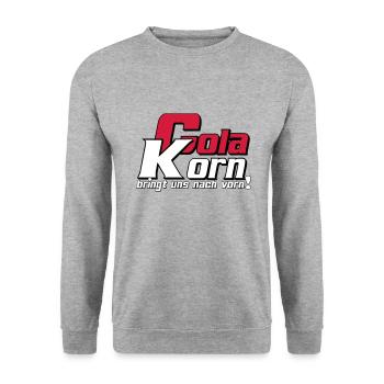 Korn , Party , Cola Korn bringt uns nach vorn(25) - Unisex Pullover - Weißgrau meliert - Vorne - Alina (178cm) & Michal (187cm)