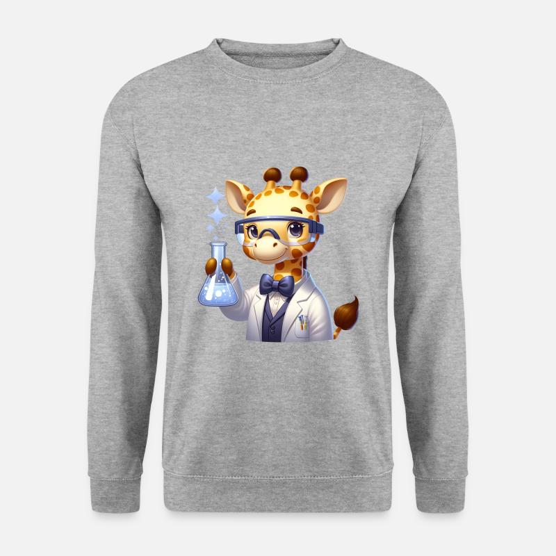 Cute Giraffe Scientist - Unisex Pullover - Weißgrau meliert