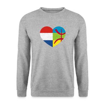 Amazigh Kabyle Dutch Pride Heart Tamazgha - Sweat-shirt Unisexe - gris chiné - Devant - Alina (178cm) & Michal (187cm)