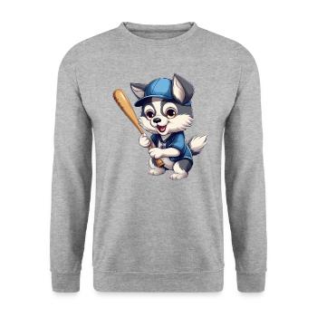 Husky Plays Baseball, Sporty Dog Design - Unisex Sweatshirt - salt & pepper - Front - Alina (178cm) & Michal (187cm)