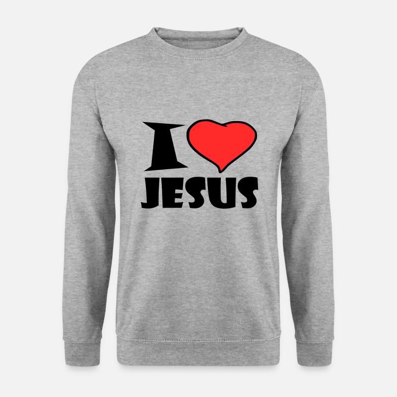 I Love Jesus - Unisex Pullover - Weißgrau meliert