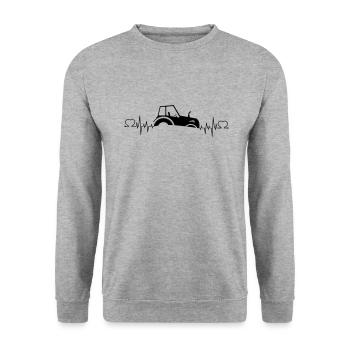 Herzschlag Landwirt Traktor - Unisex Pullover - Weißgrau meliert - Vorne - Alina (178cm) & Michal (187cm)