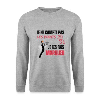 JE NE COMPTE PAS LES POINTS JE LES FAIS MARQUER - Sweat-shirt Unisexe - gris chiné - Devant - Alina (178cm) & Michal (187cm)