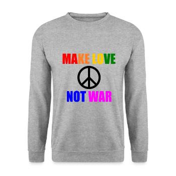 Make love not war - Sweat-shirt Unisexe - gris chiné - Devant - Alina (178cm) & Michal (187cm)