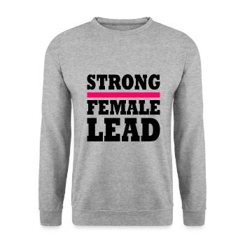 Strong female lead - Unisex Pullover - Weißgrau meliert - Vorne - Alina (178cm) & Michal (187cm)